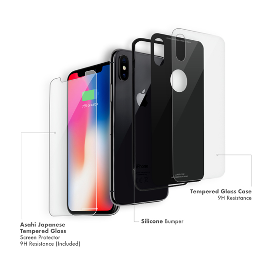 Ultra Thin 9h Hardness Tempered Glass Case for iPhone X Carcaza